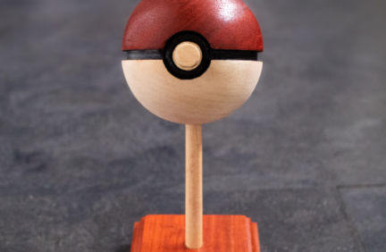 Wooden Poke ball with stand