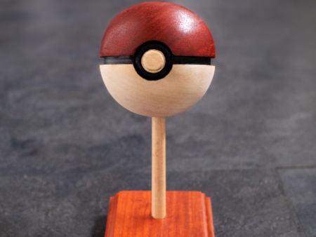 Wooden Poke ball with stand